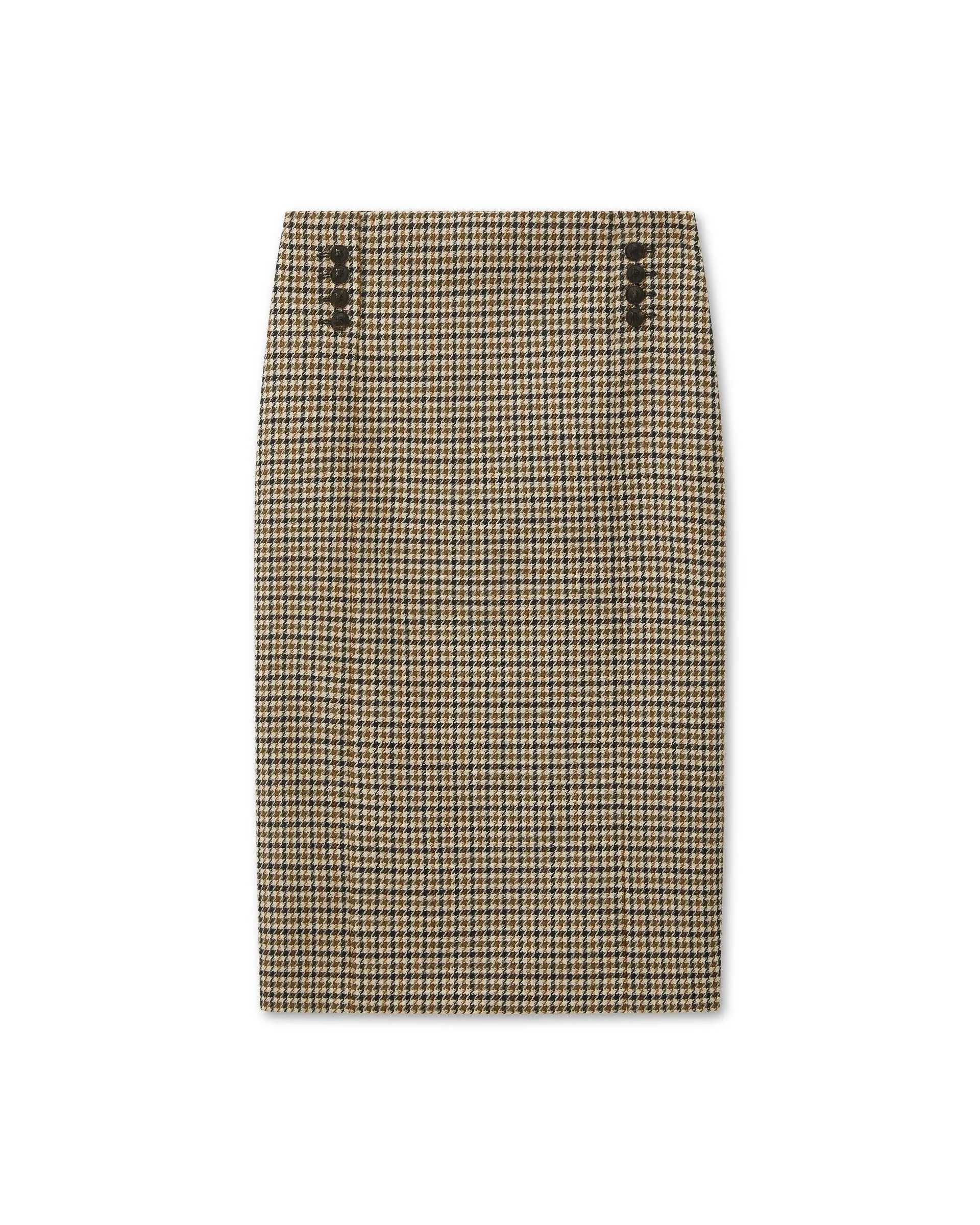 Nova Skirt in Wool, Brown Houndstooth