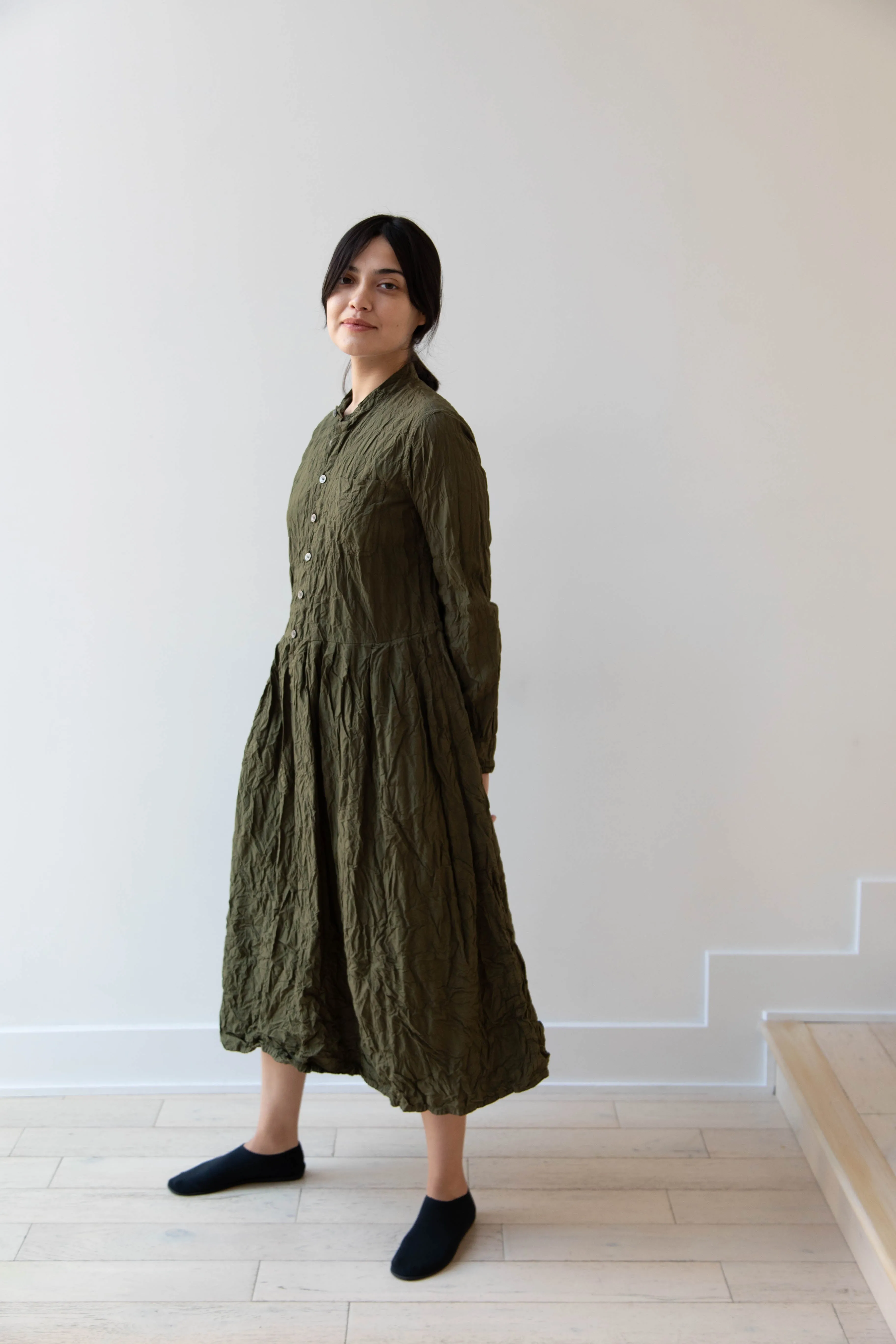 Pas de Calais | Crinkle Cotton Dress in Khaki