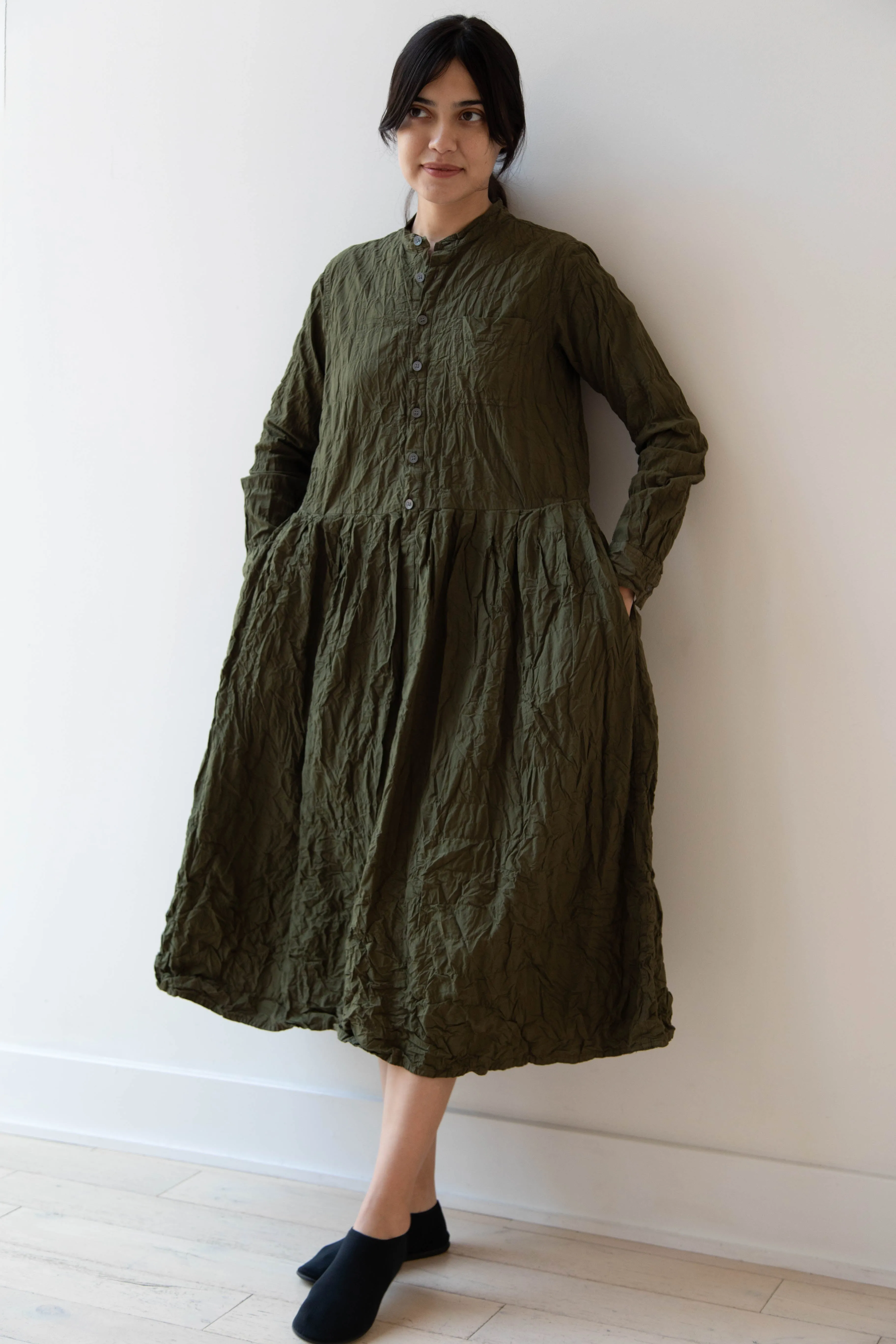 Pas de Calais | Crinkle Cotton Dress in Khaki