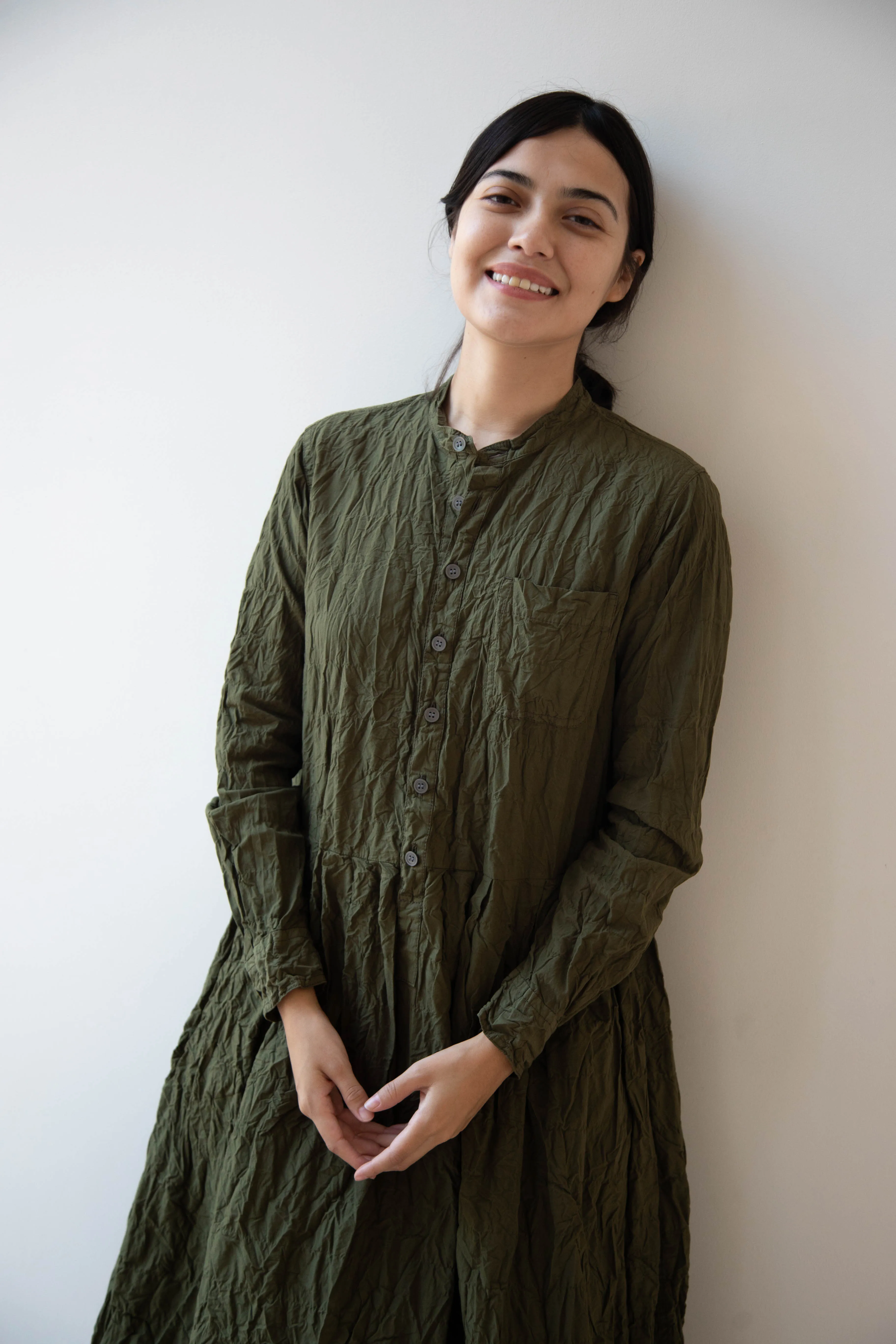 Pas de Calais | Crinkle Cotton Dress in Khaki