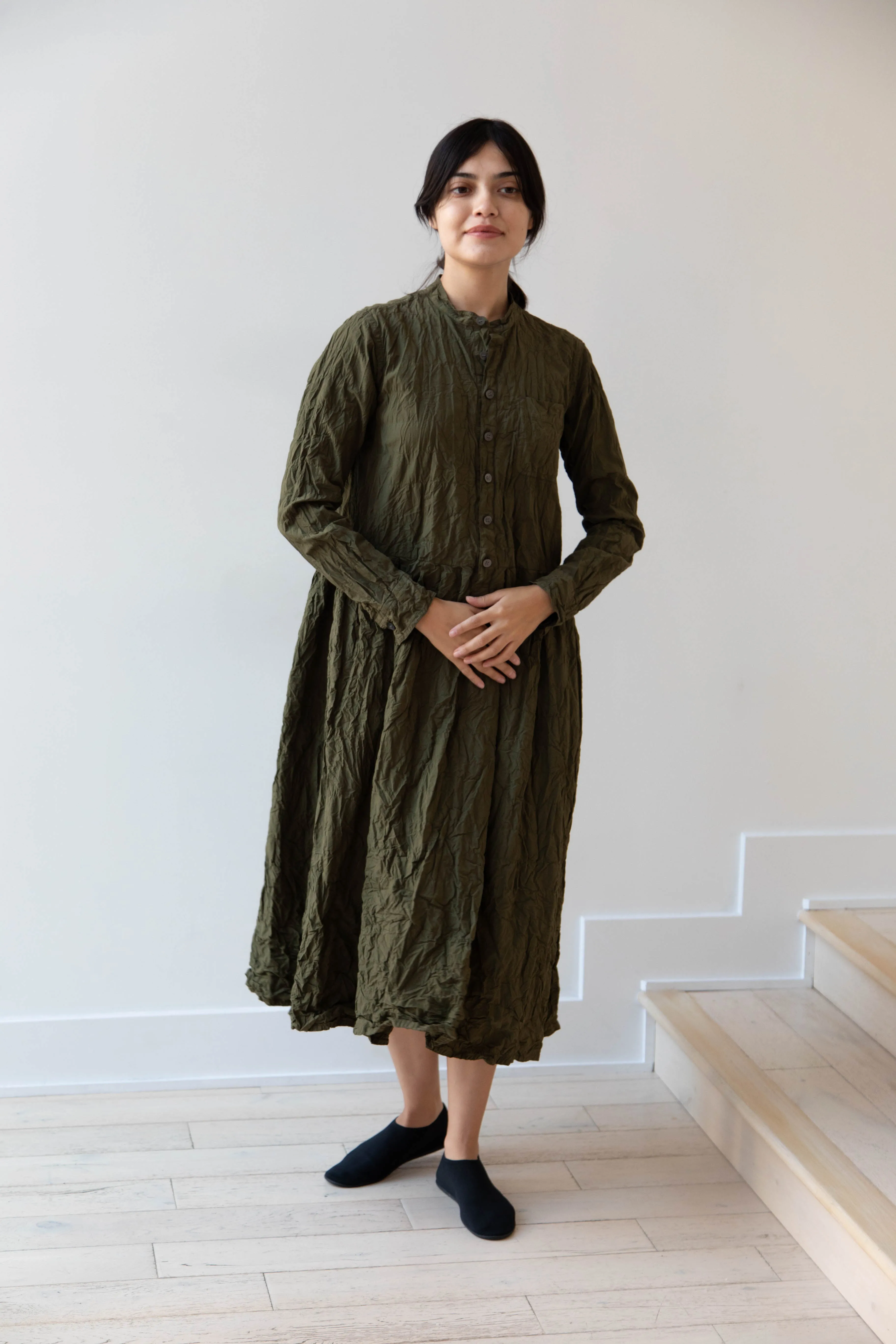 Pas de Calais | Crinkle Cotton Dress in Khaki