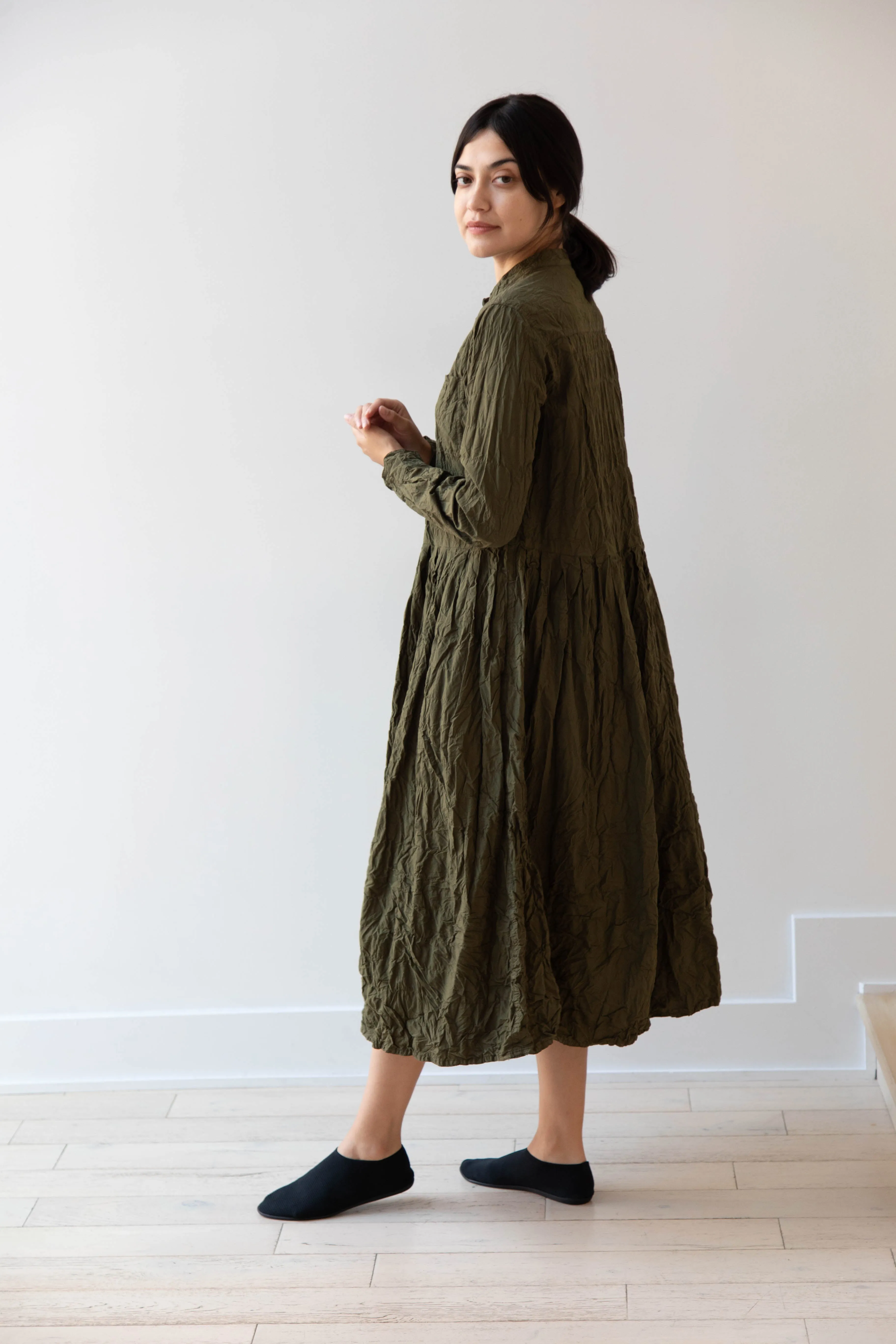 Pas de Calais | Crinkle Cotton Dress in Khaki