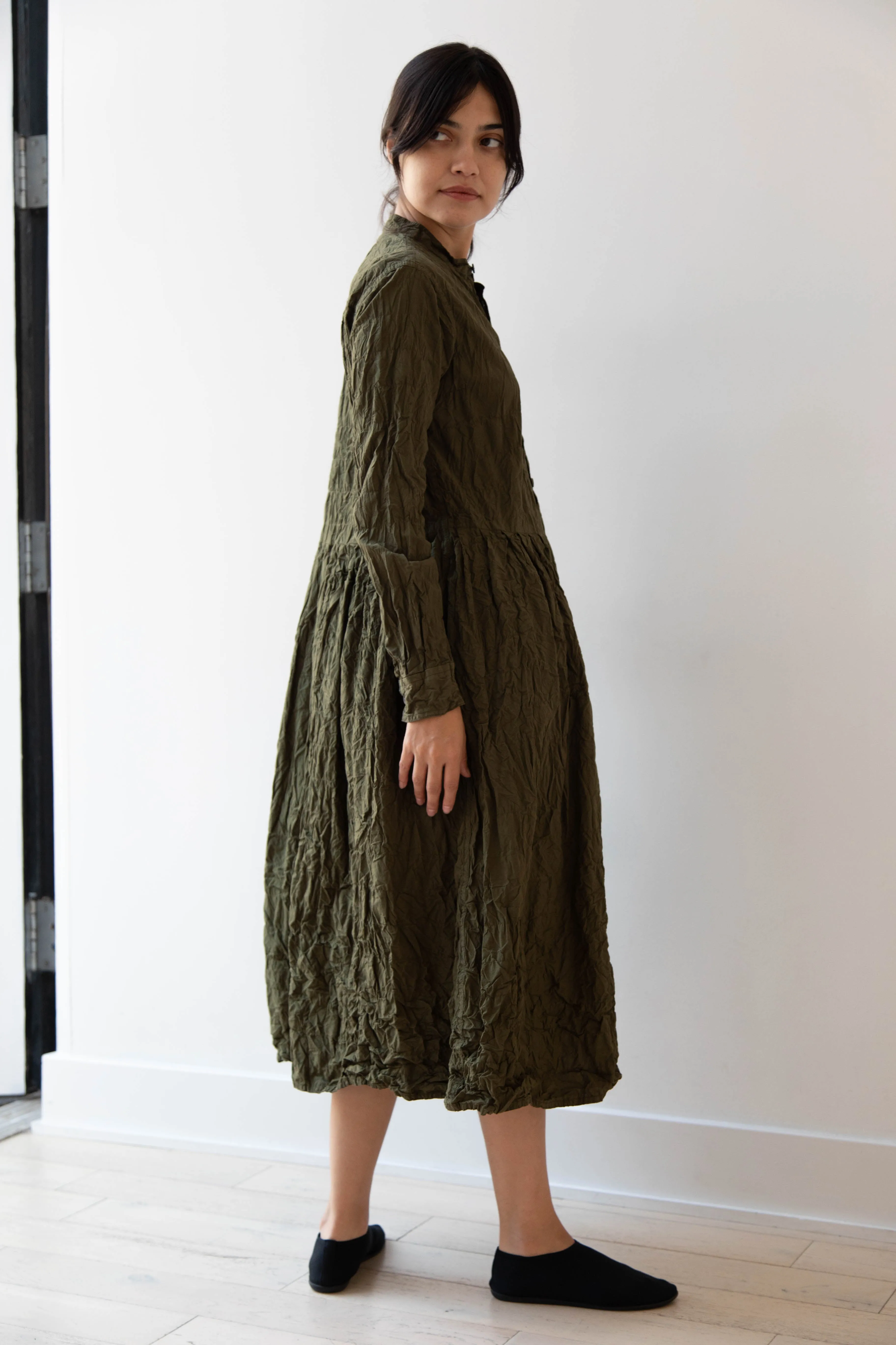 Pas de Calais | Crinkle Cotton Dress in Khaki