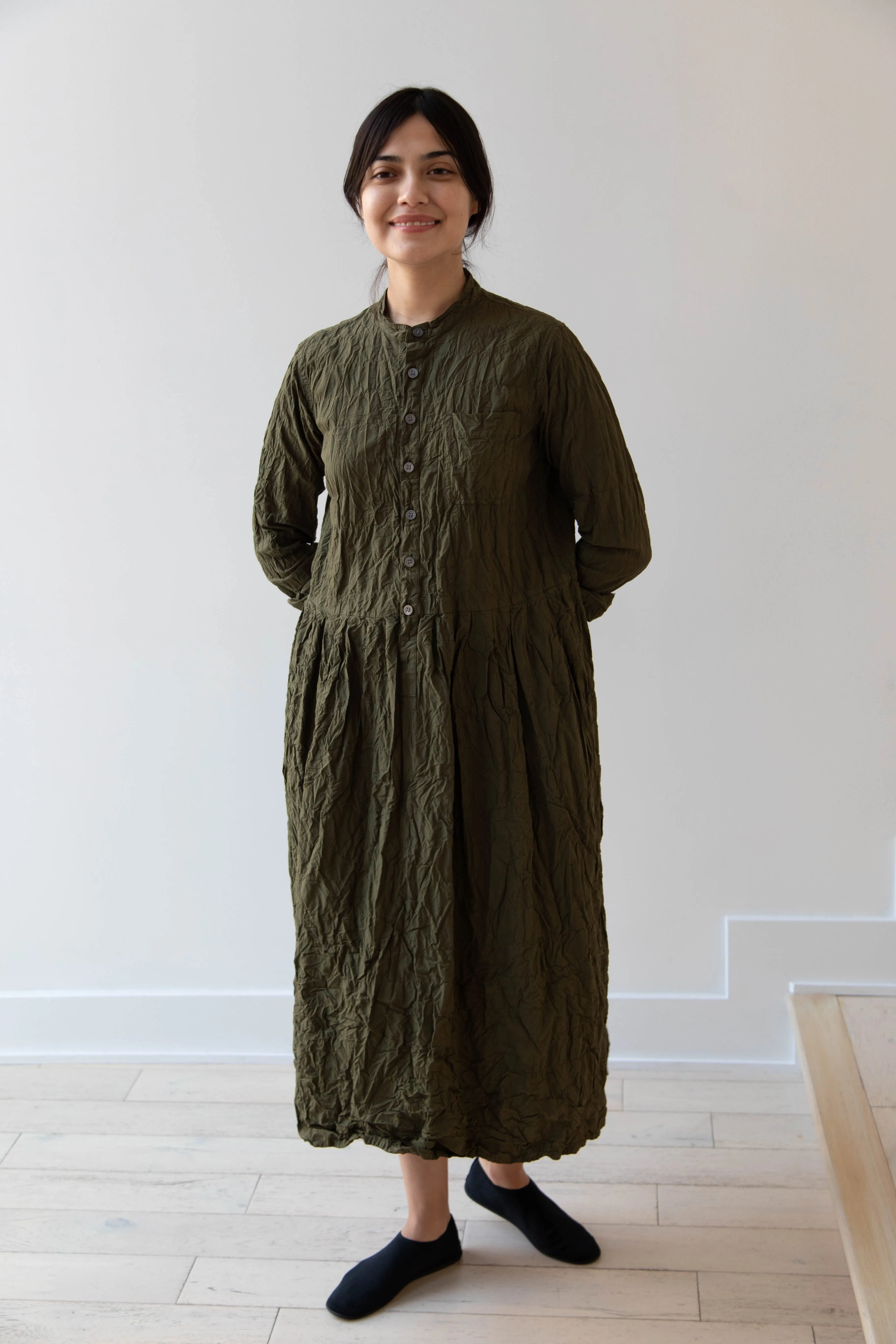 Pas de Calais | Crinkle Cotton Dress in Khaki