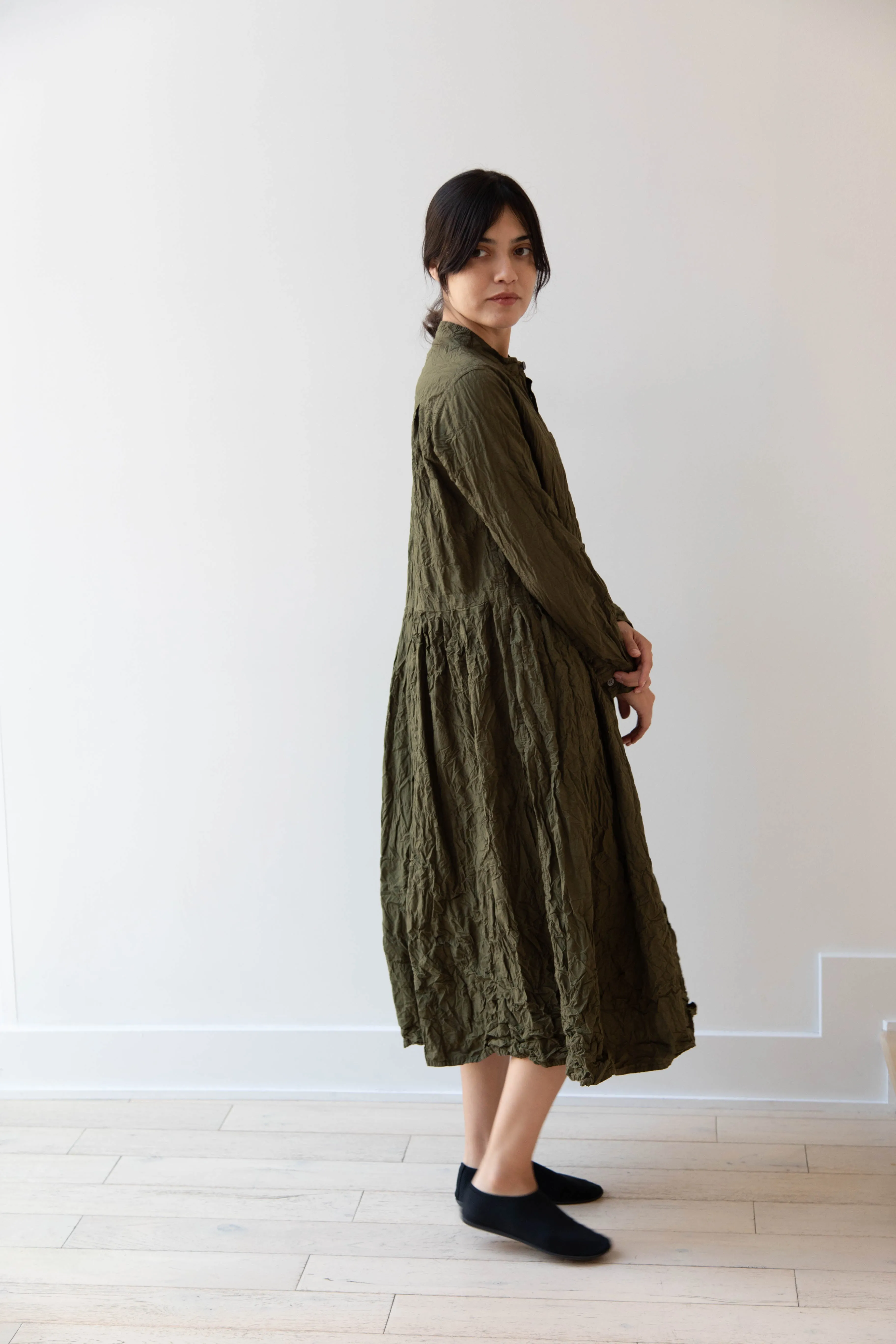 Pas de Calais | Crinkle Cotton Dress in Khaki