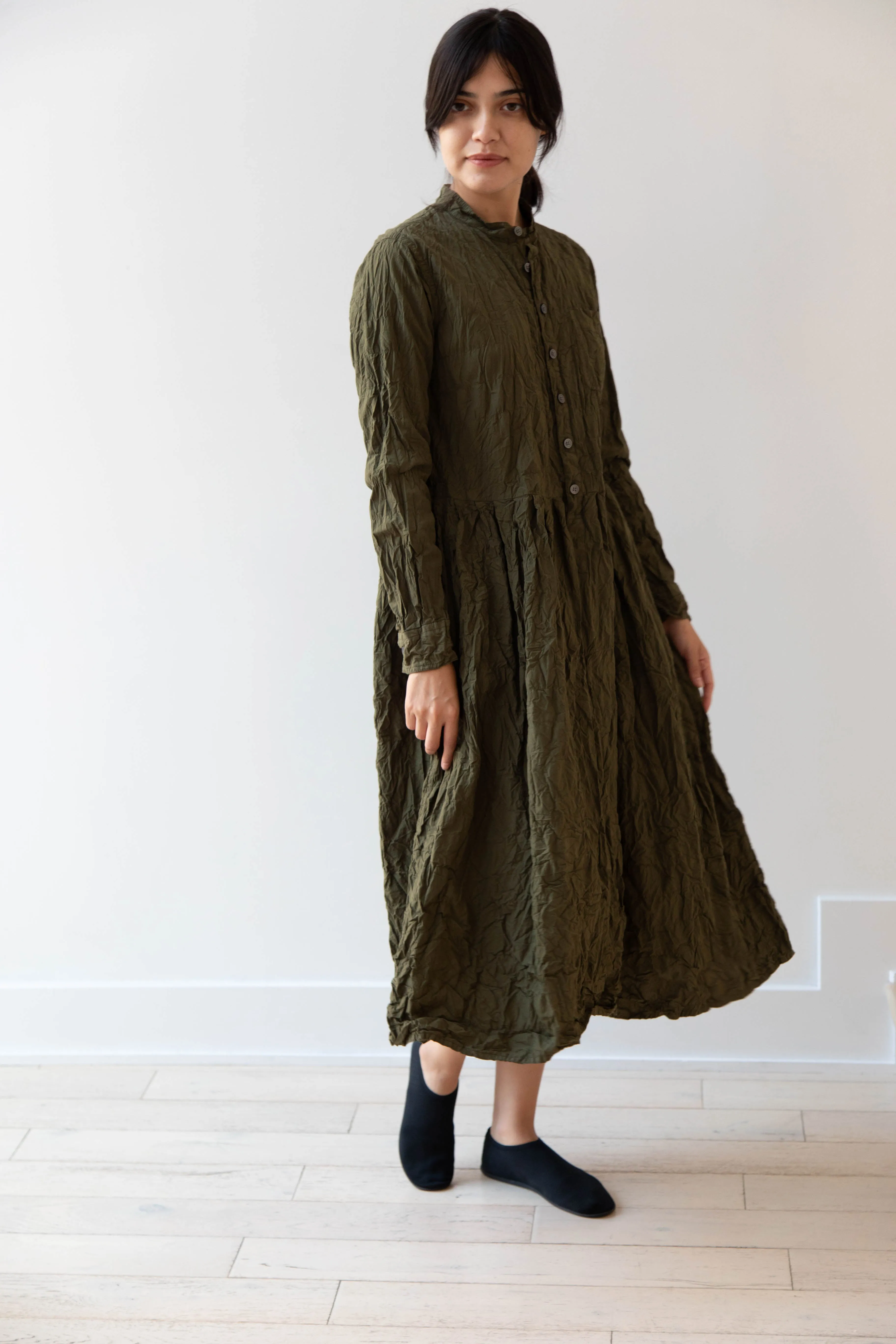 Pas de Calais | Crinkle Cotton Dress in Khaki