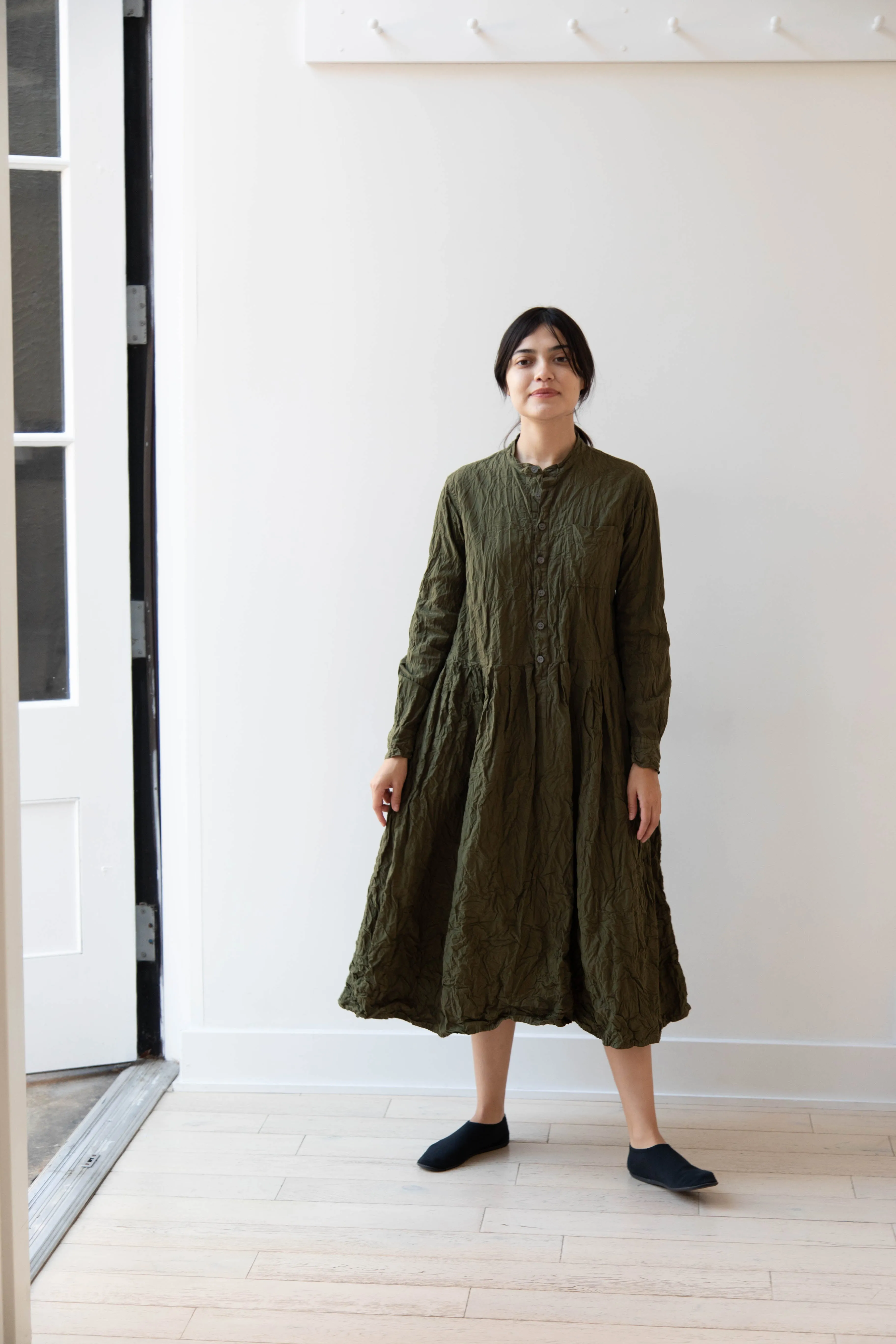 Pas de Calais | Crinkle Cotton Dress in Khaki