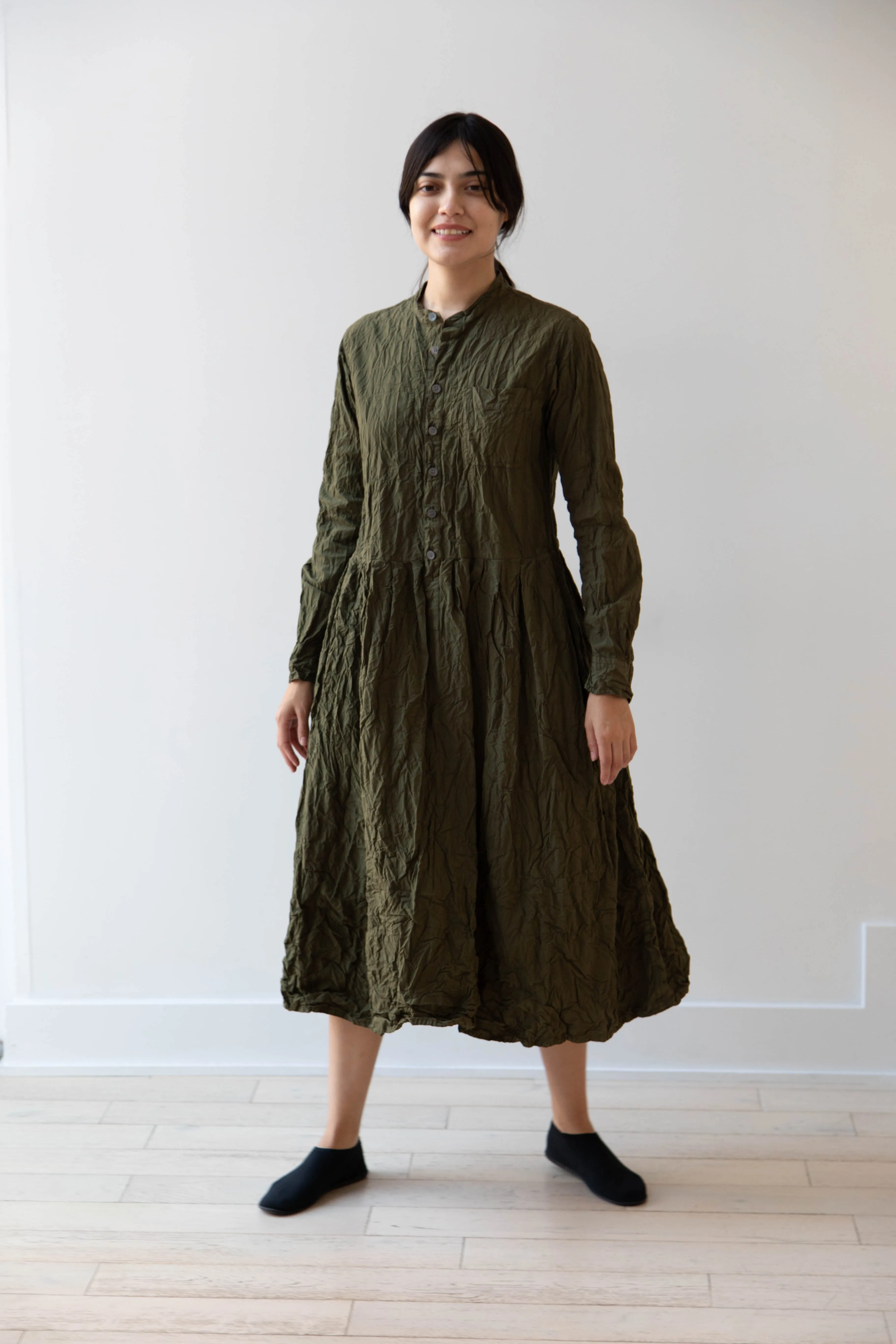 Pas de Calais | Crinkle Cotton Dress in Khaki