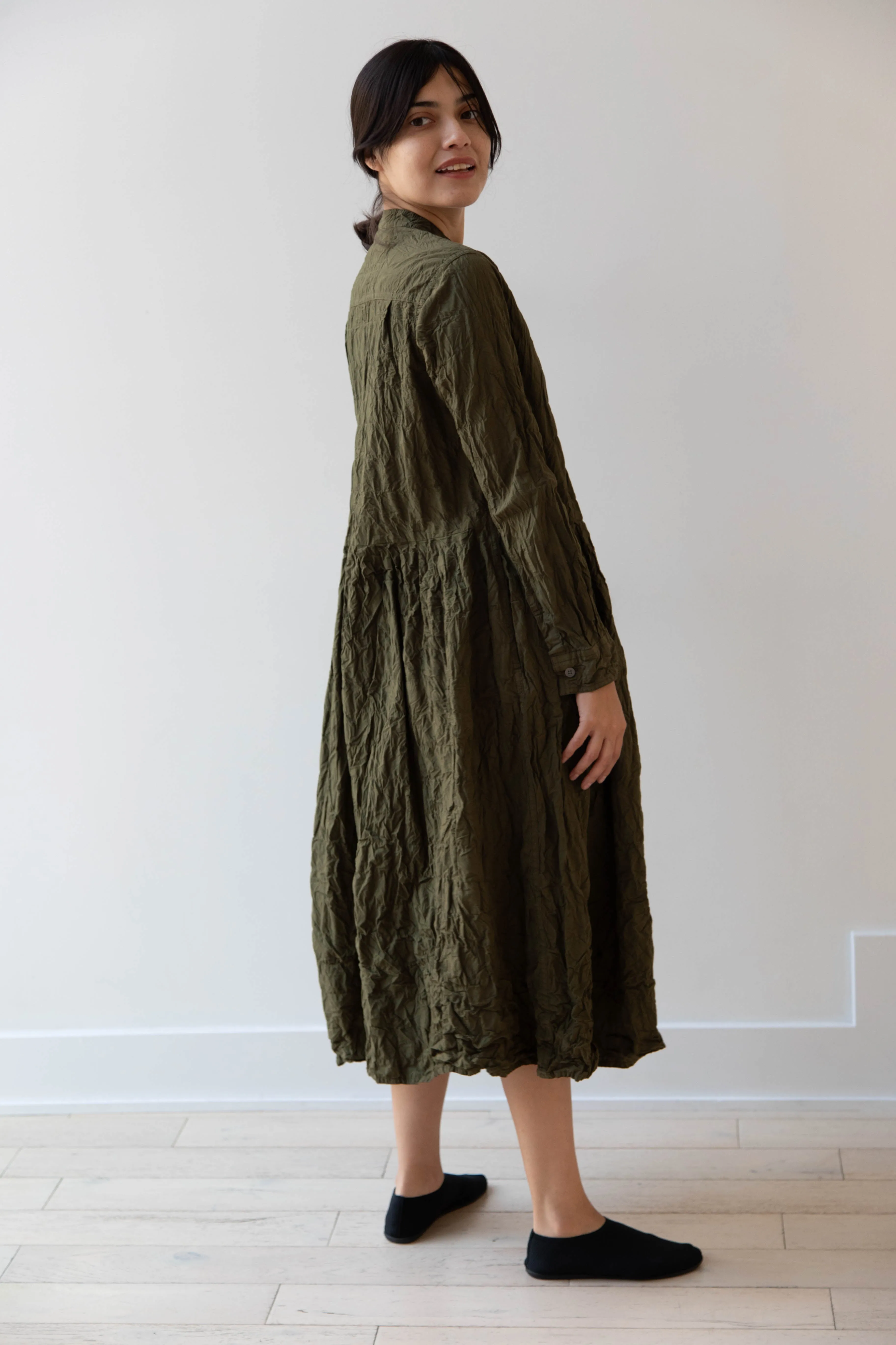 Pas de Calais | Crinkle Cotton Dress in Khaki