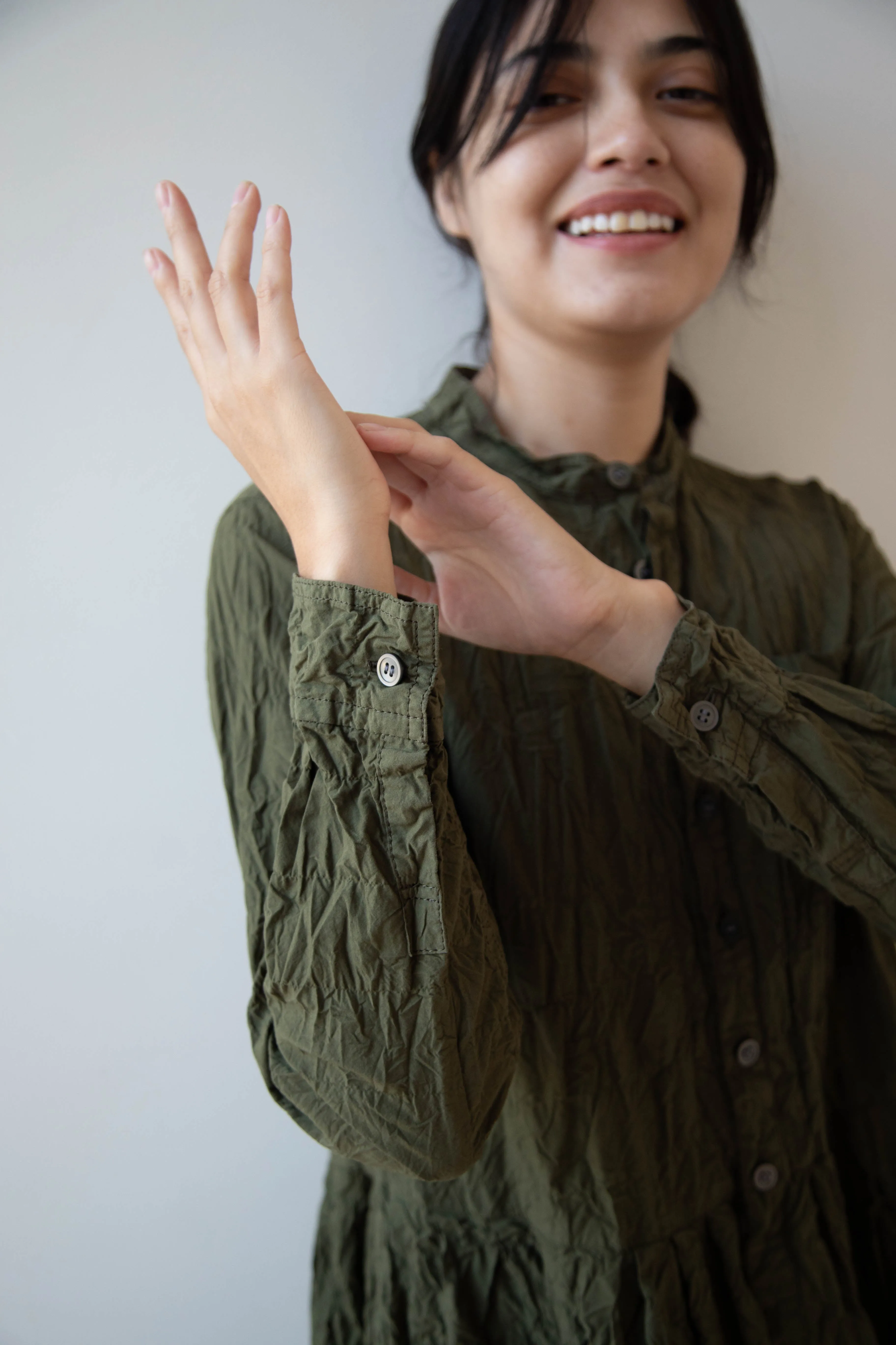 Pas de Calais | Crinkle Cotton Dress in Khaki