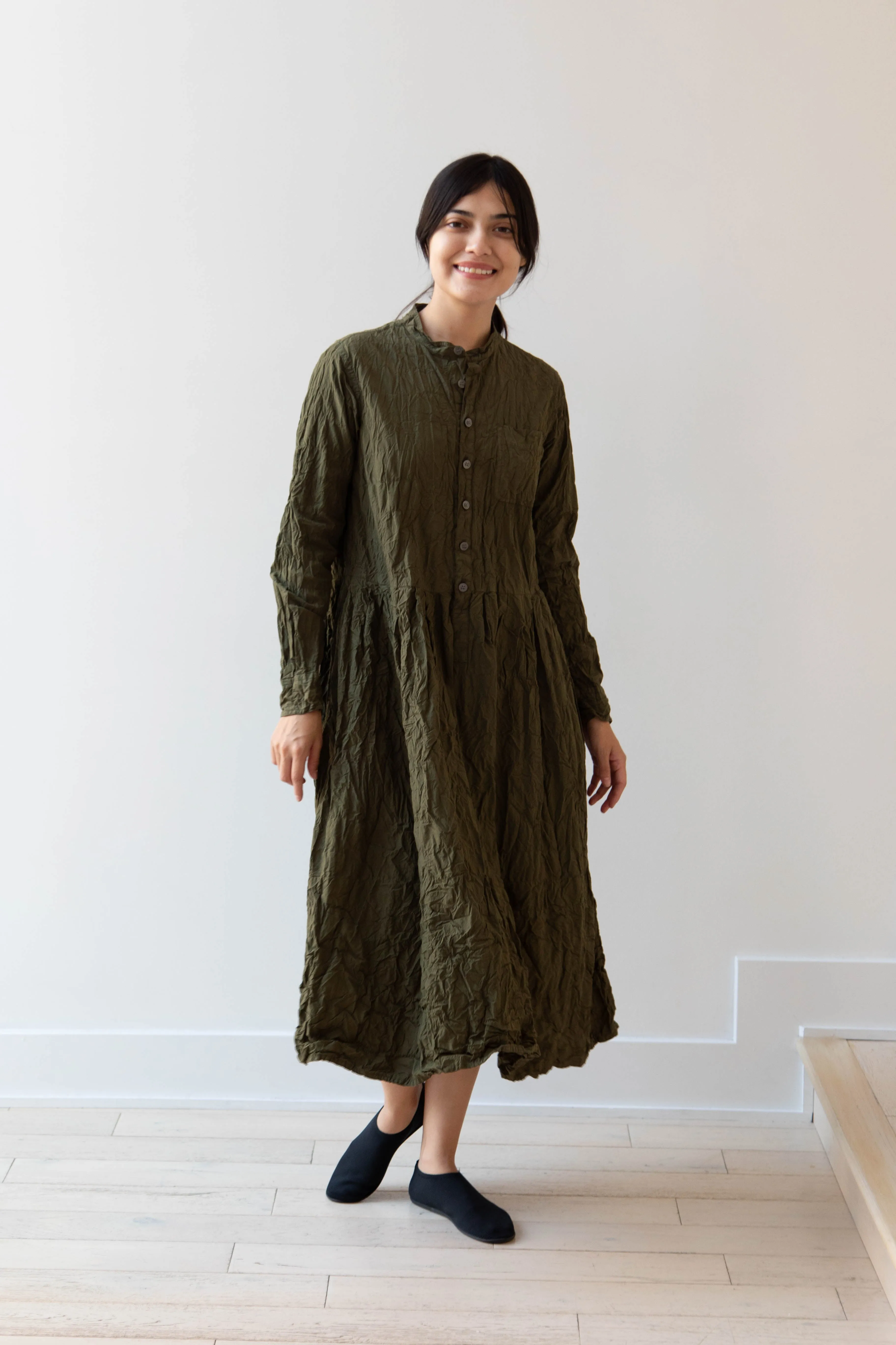 Pas de Calais | Crinkle Cotton Dress in Khaki