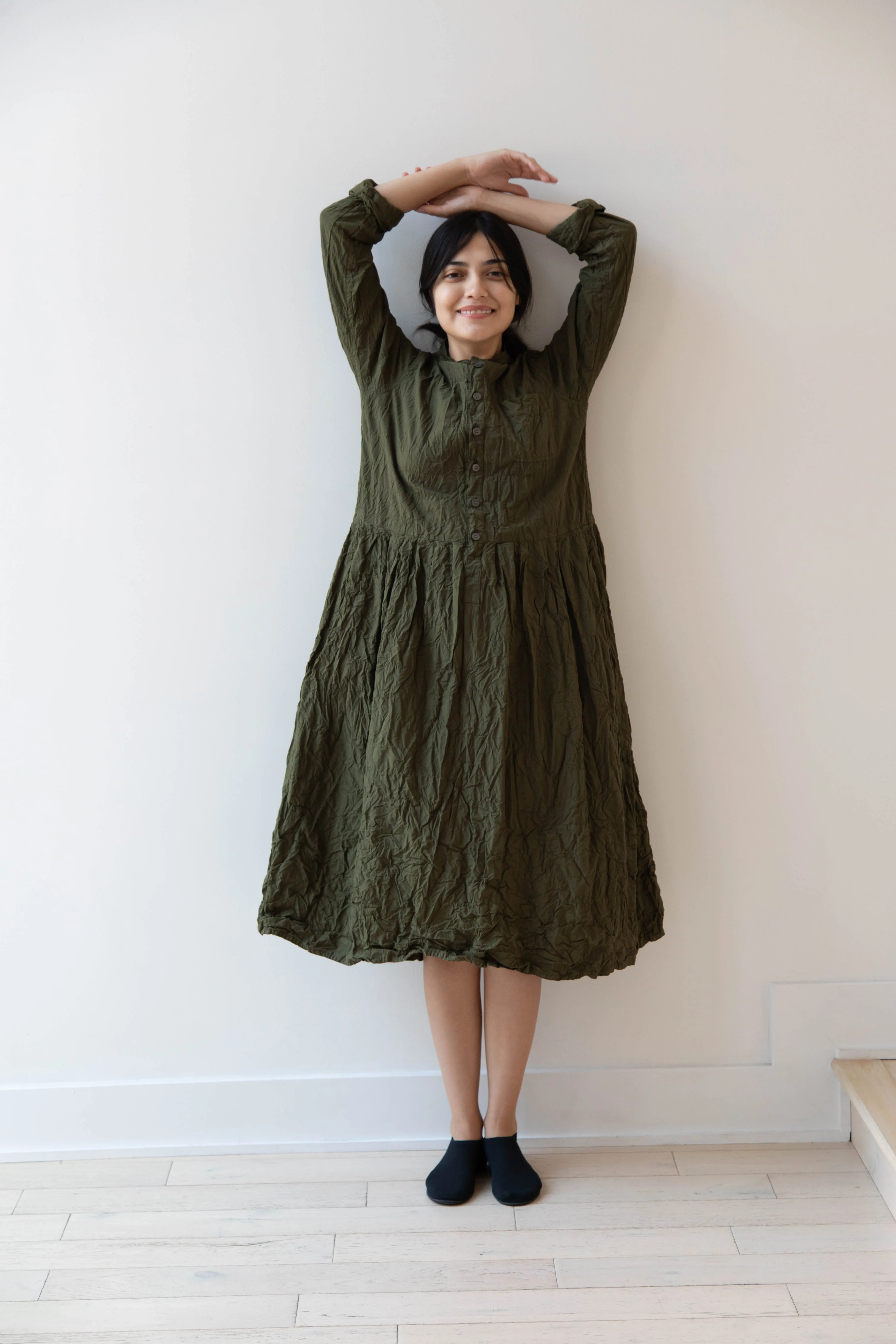 Pas de Calais | Crinkle Cotton Dress in Khaki