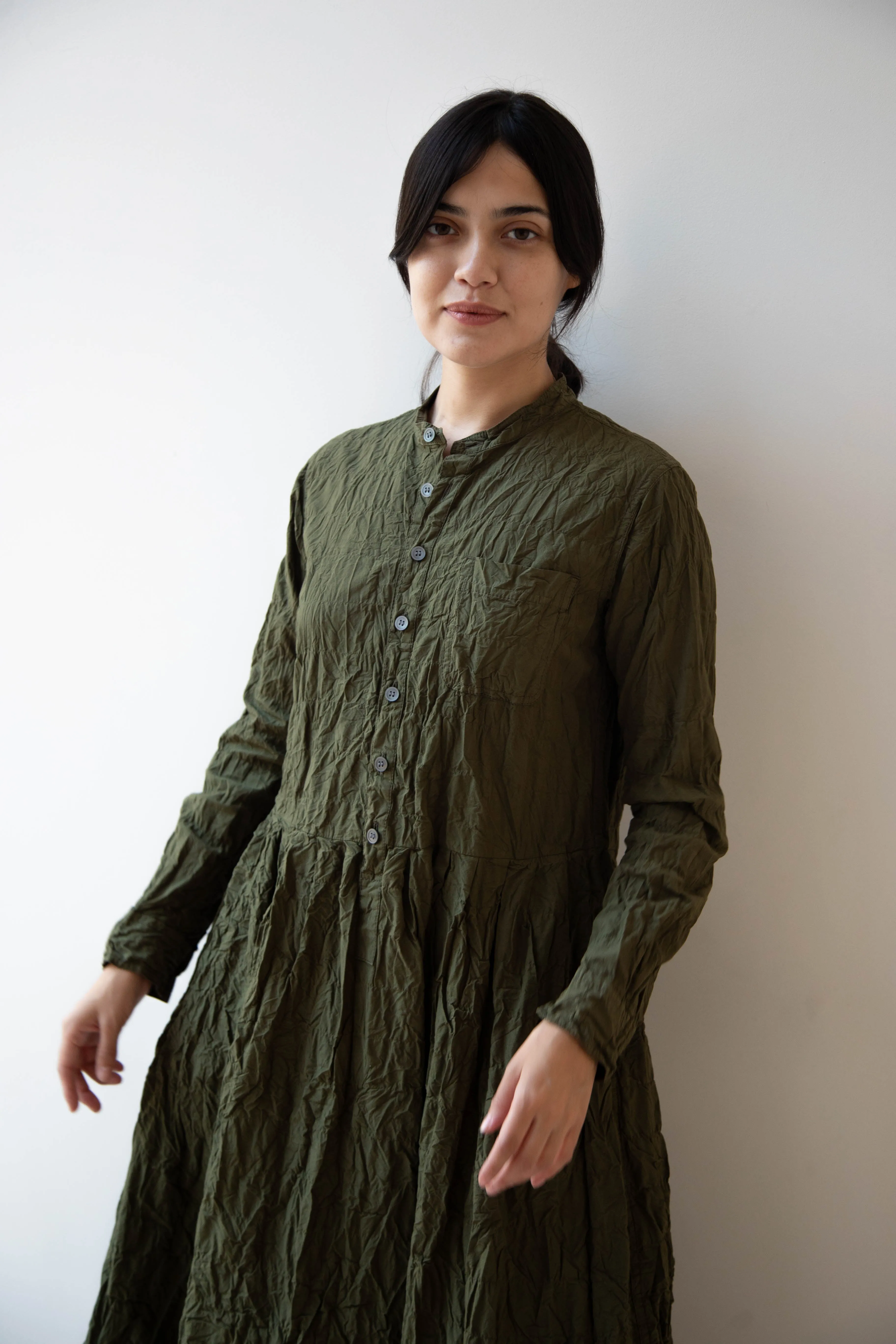 Pas de Calais | Crinkle Cotton Dress in Khaki