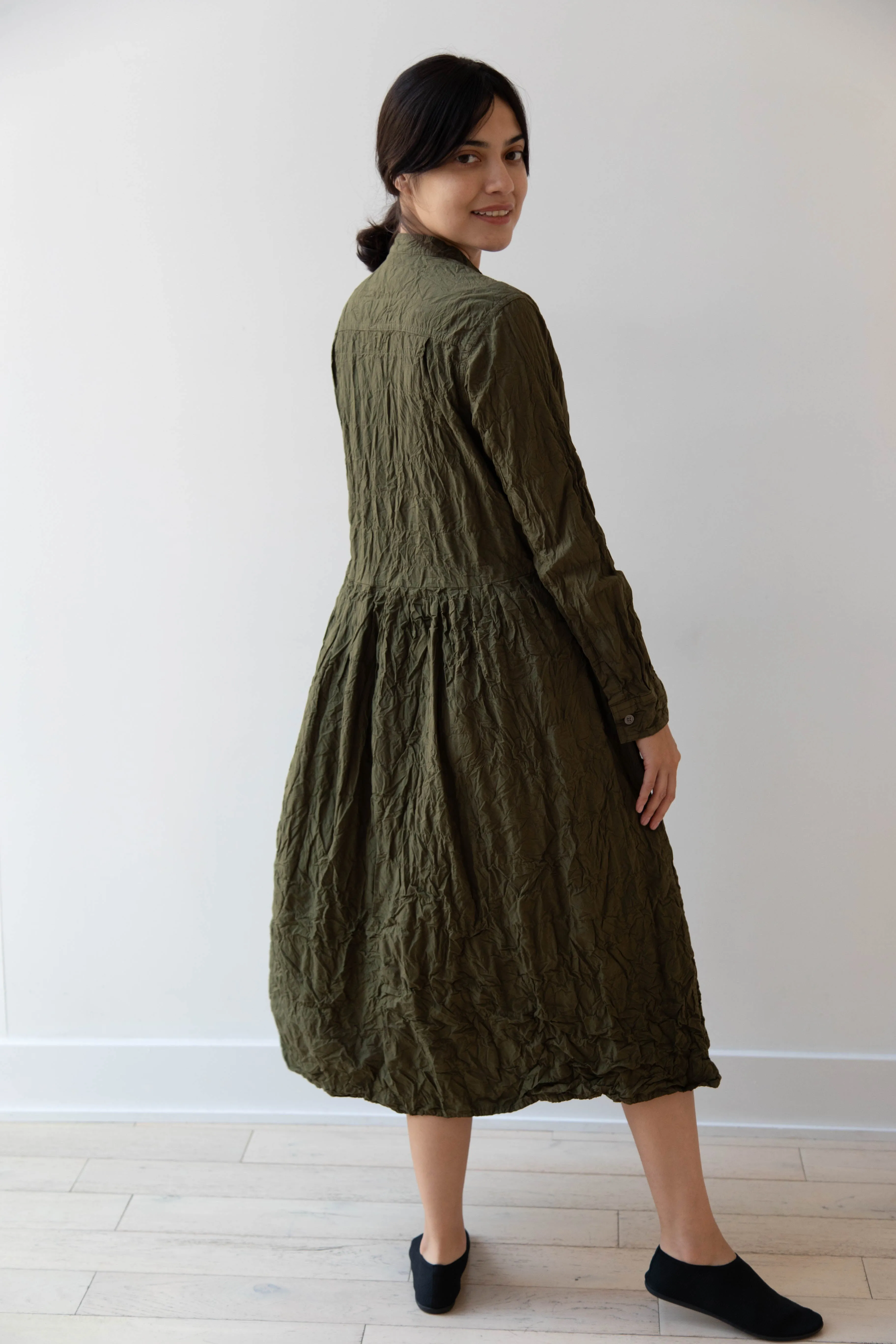 Pas de Calais | Crinkle Cotton Dress in Khaki