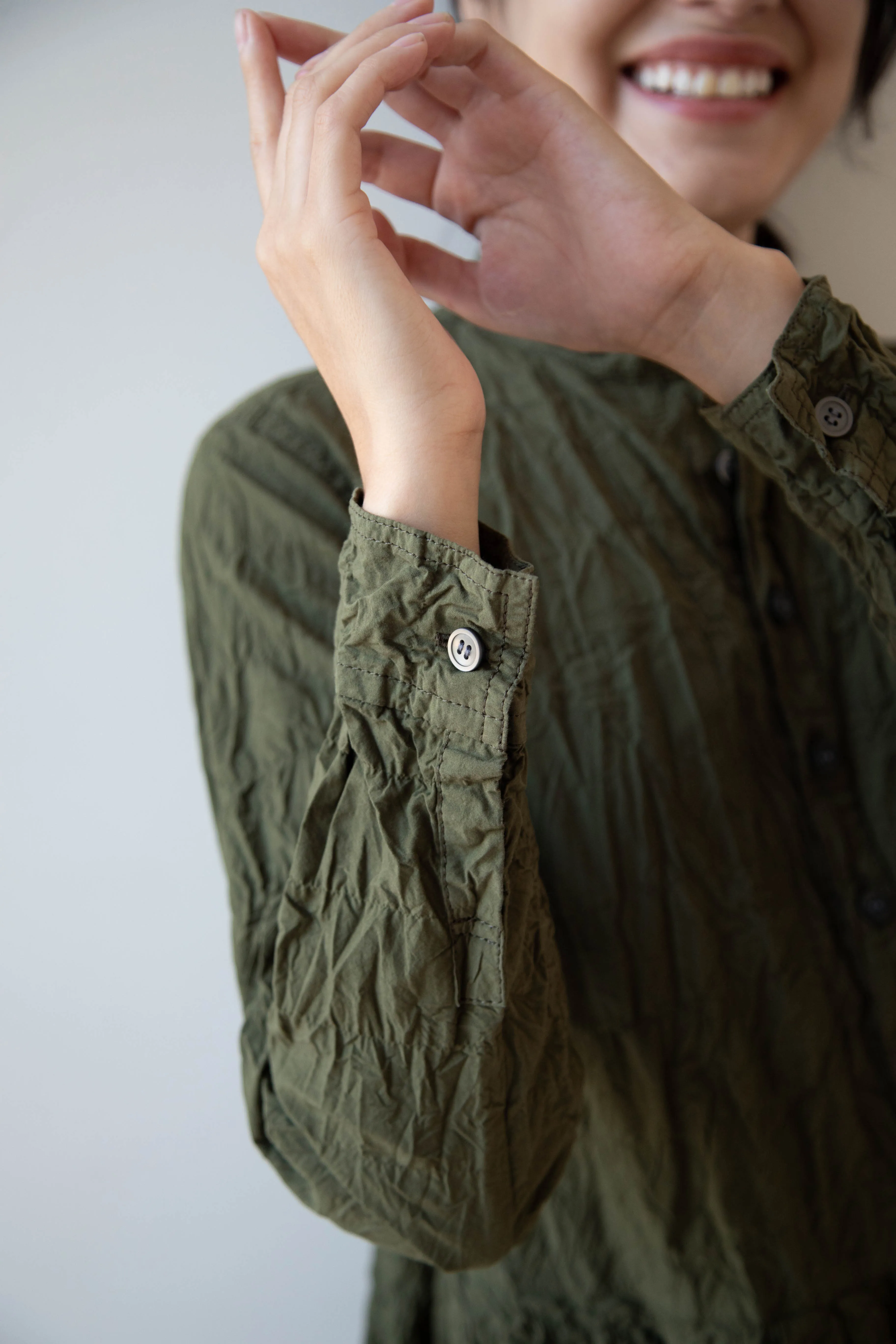 Pas de Calais | Crinkle Cotton Dress in Khaki