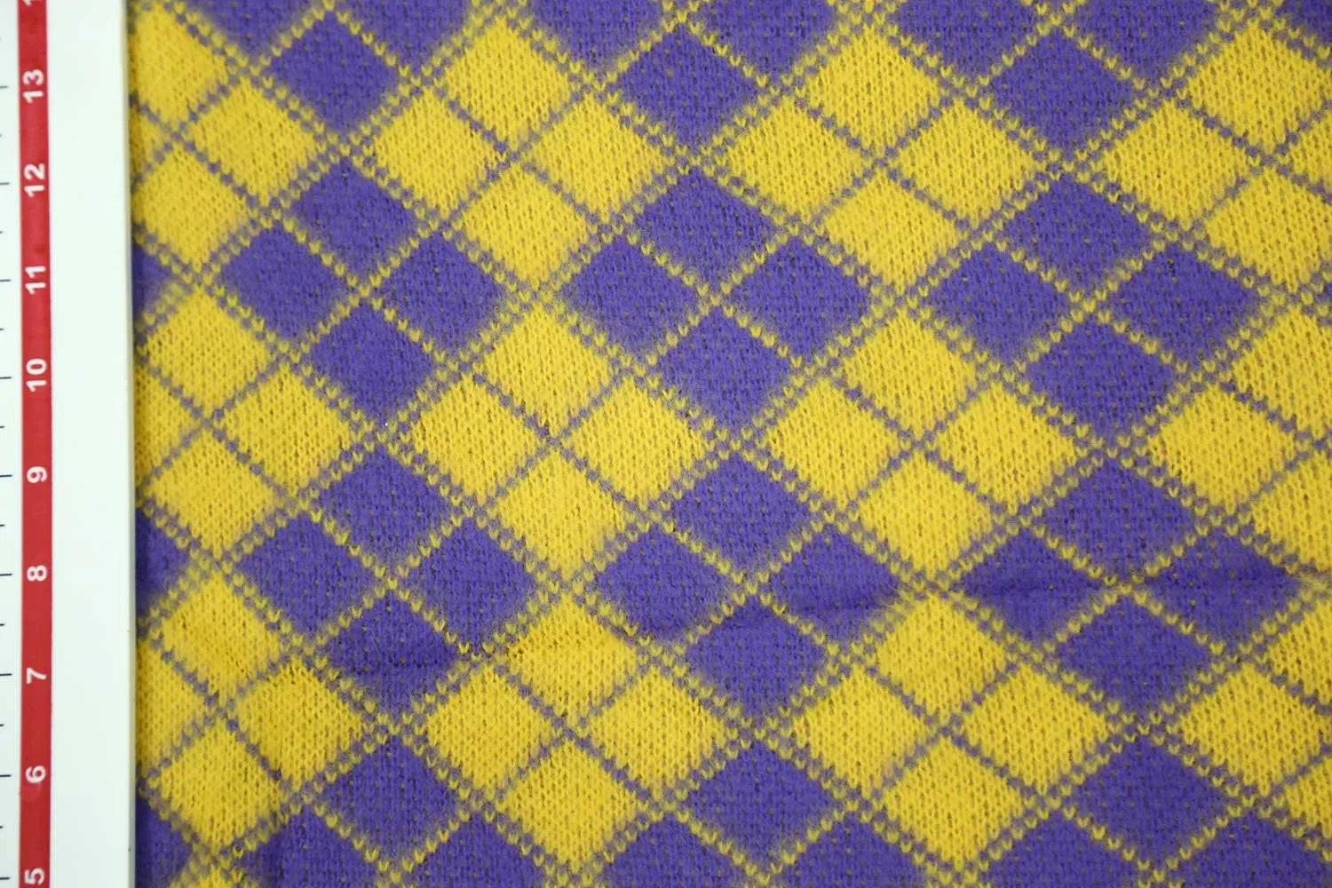 Precut of Yellow & Violet Acro Wool Knitted Fabric