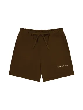 Prior Embroidery Logo Fitted Sweatshorts Cocoa