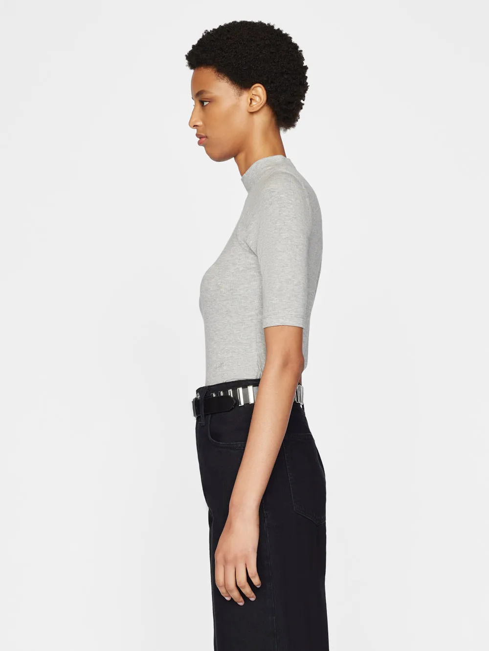 Refined Rib Mock Neck -- Gris Heather