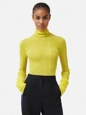 ROKSANDA Plisse Knit Polo Neck | Yellow