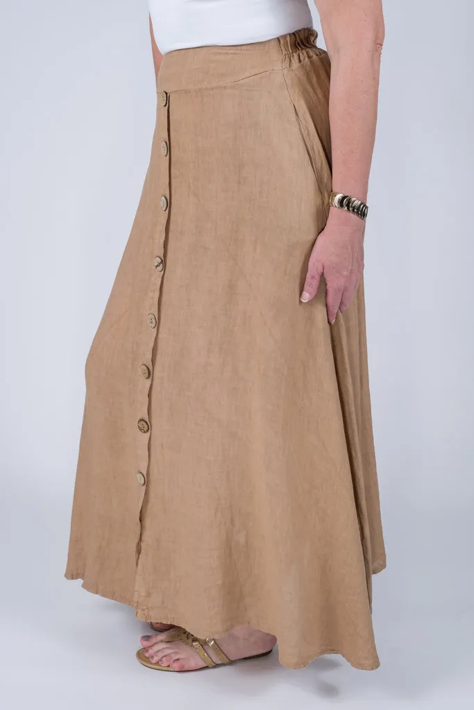 Rosalyn Linen Button Flair Skirt (SL108)