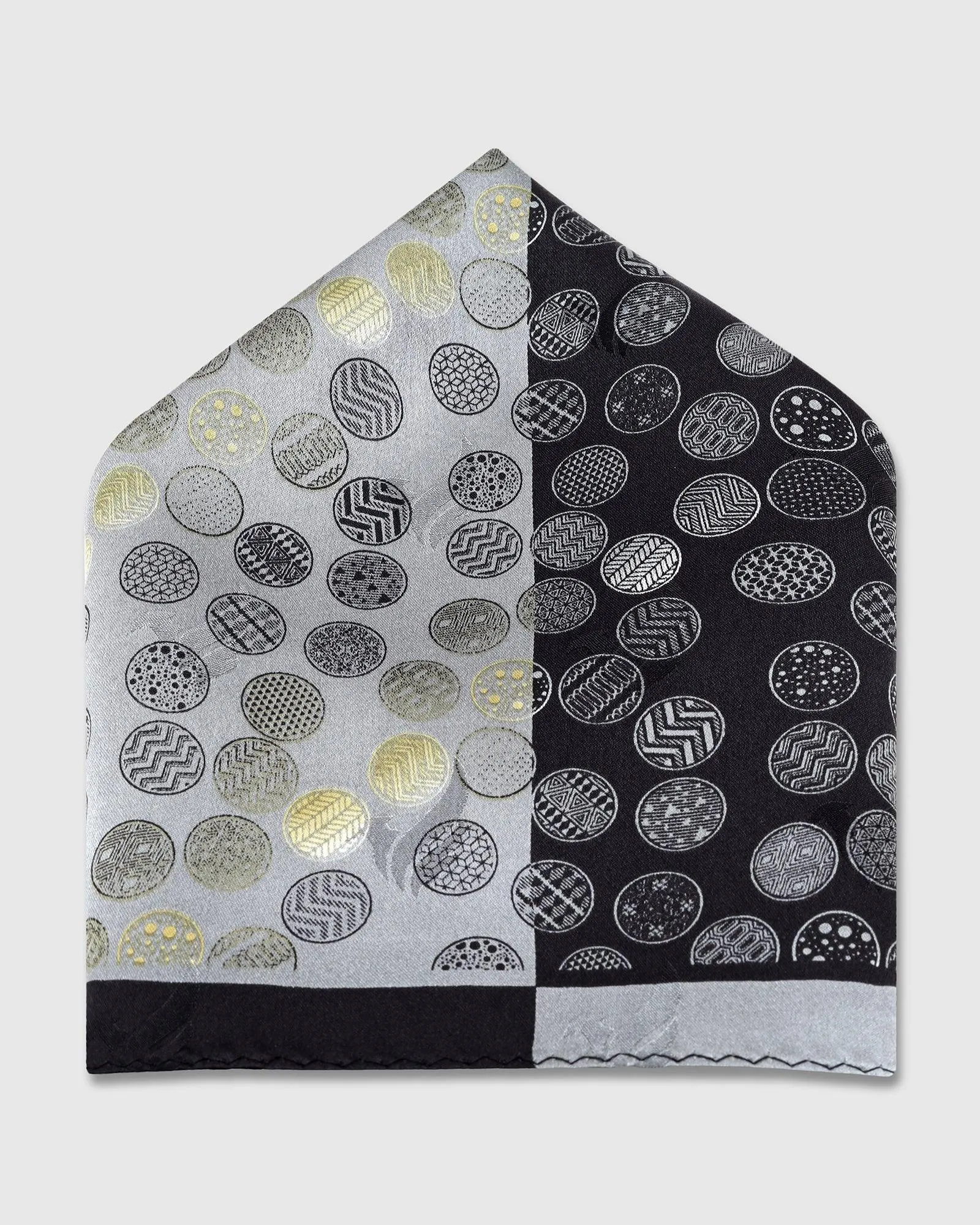 Silk Grey Printed Pocket Square - Ted