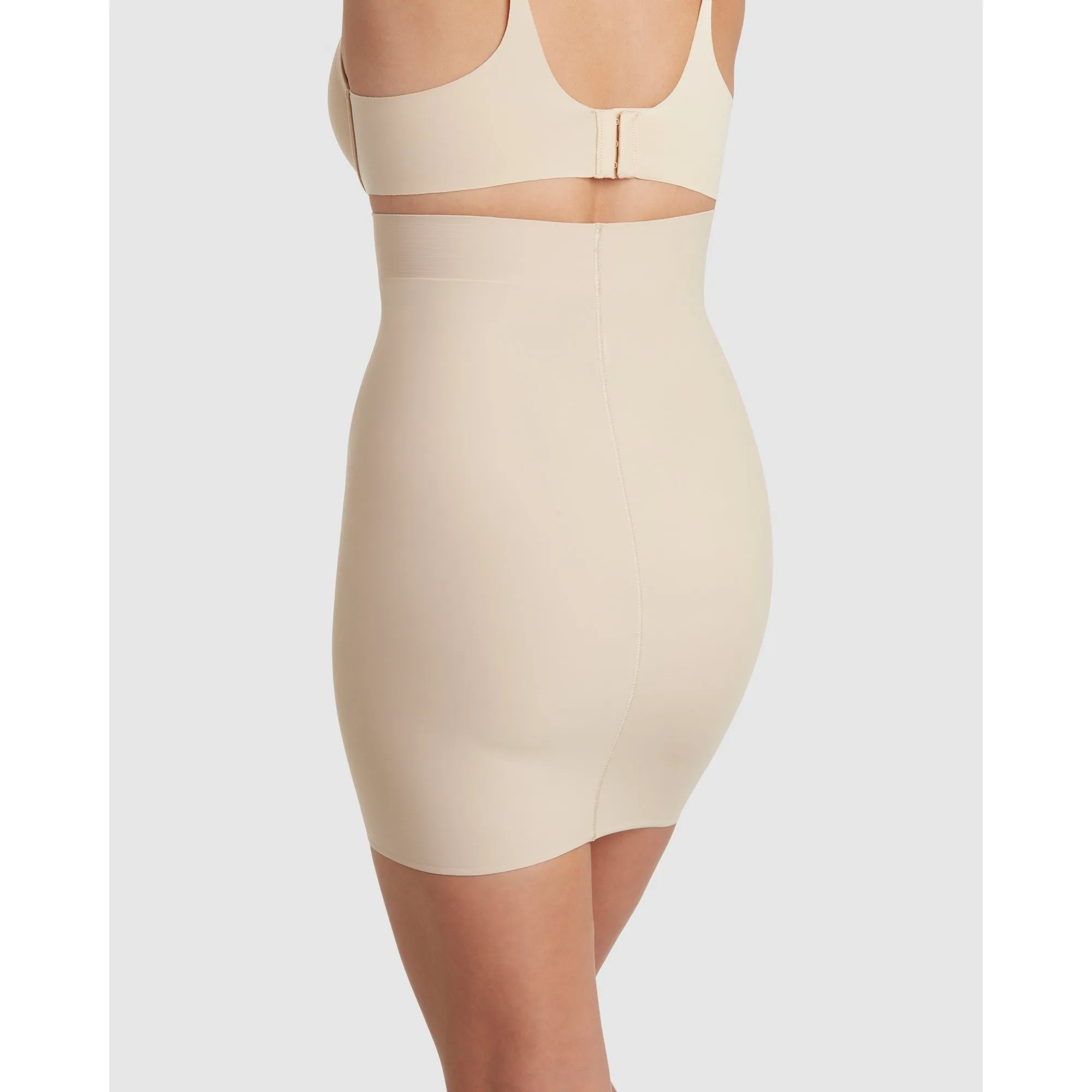 Sleek Essentials High Waist Shaper Slip Skirt-Warm Beige