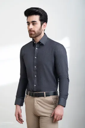 SMART SHIRT BUTTON DOWN FULL SLEEVE BLACK WHITE