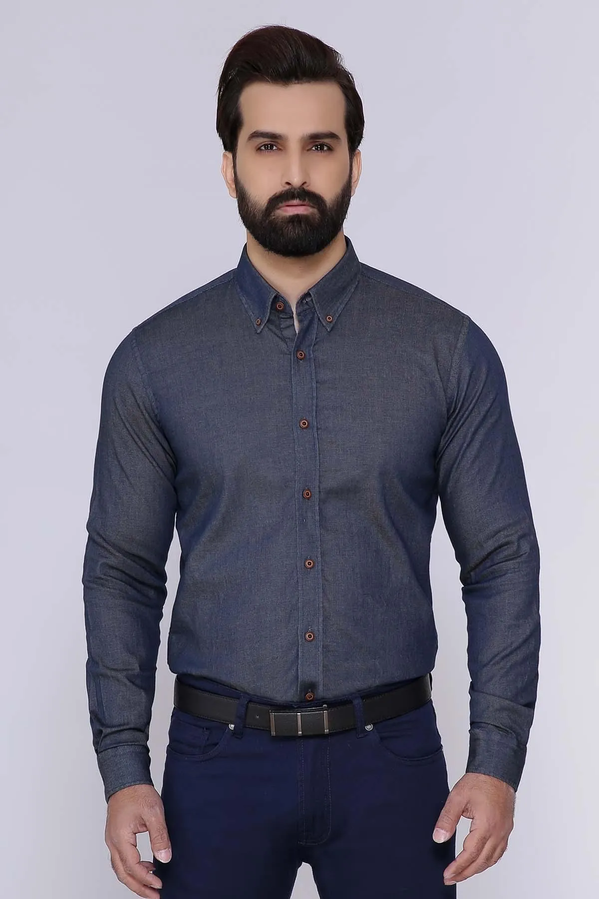 SMART SHIRT FULL SLEEVE BUTTON DOWN DENIM BLUE