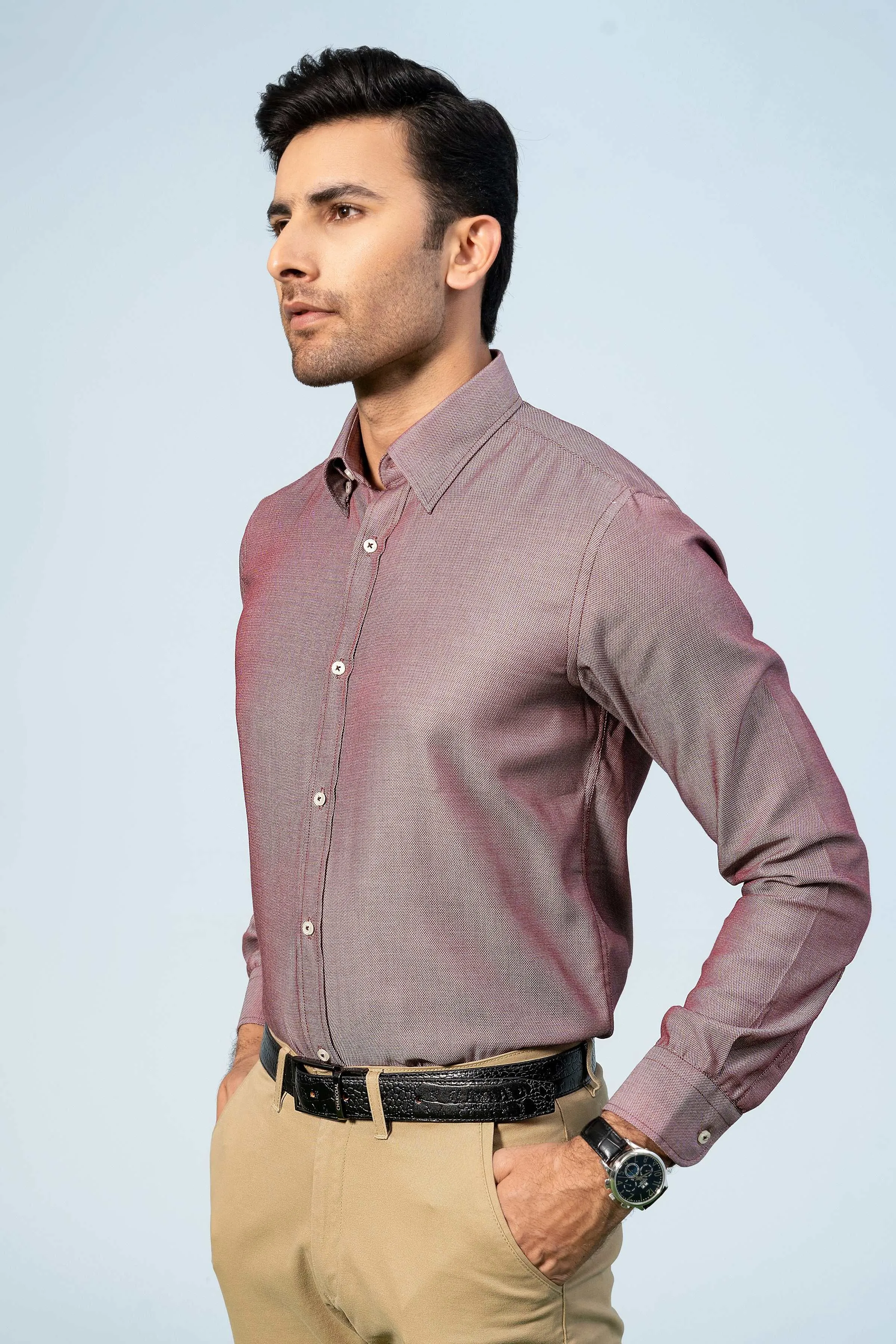 SMART SHIRT MAROON GREY