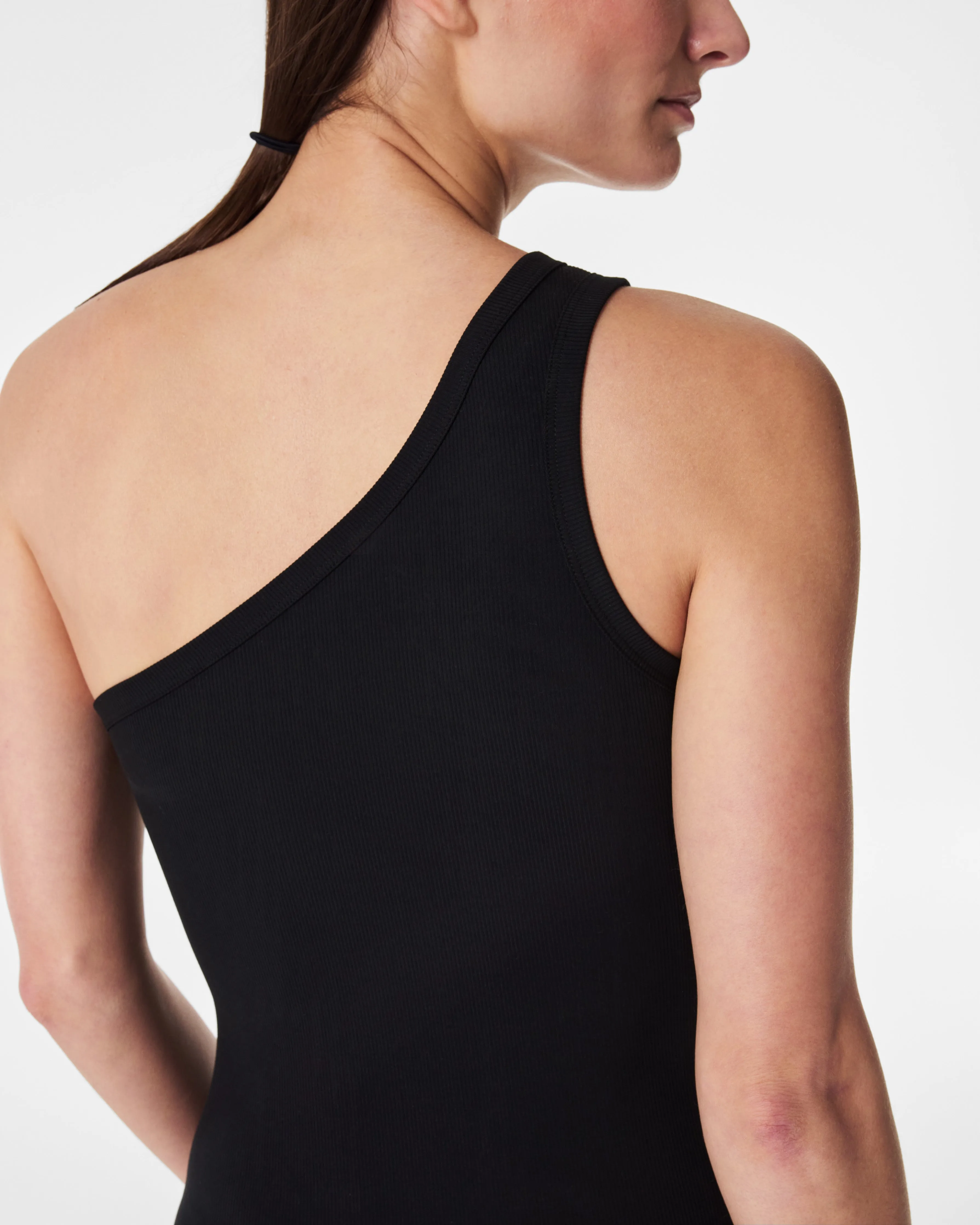 Suit Yourself Ribbed One Shoulder Bodysuit