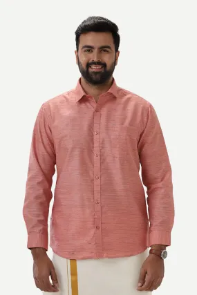 Swaraj - Peach Orange Silk Shirts For Men | Uathayam