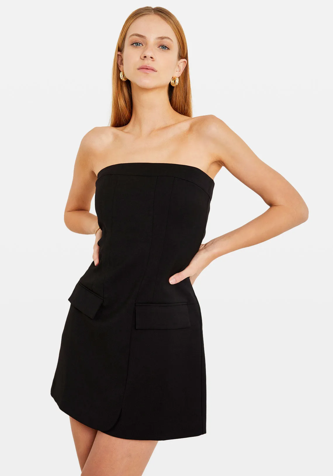 TAILORED MINI DRESS BLACK