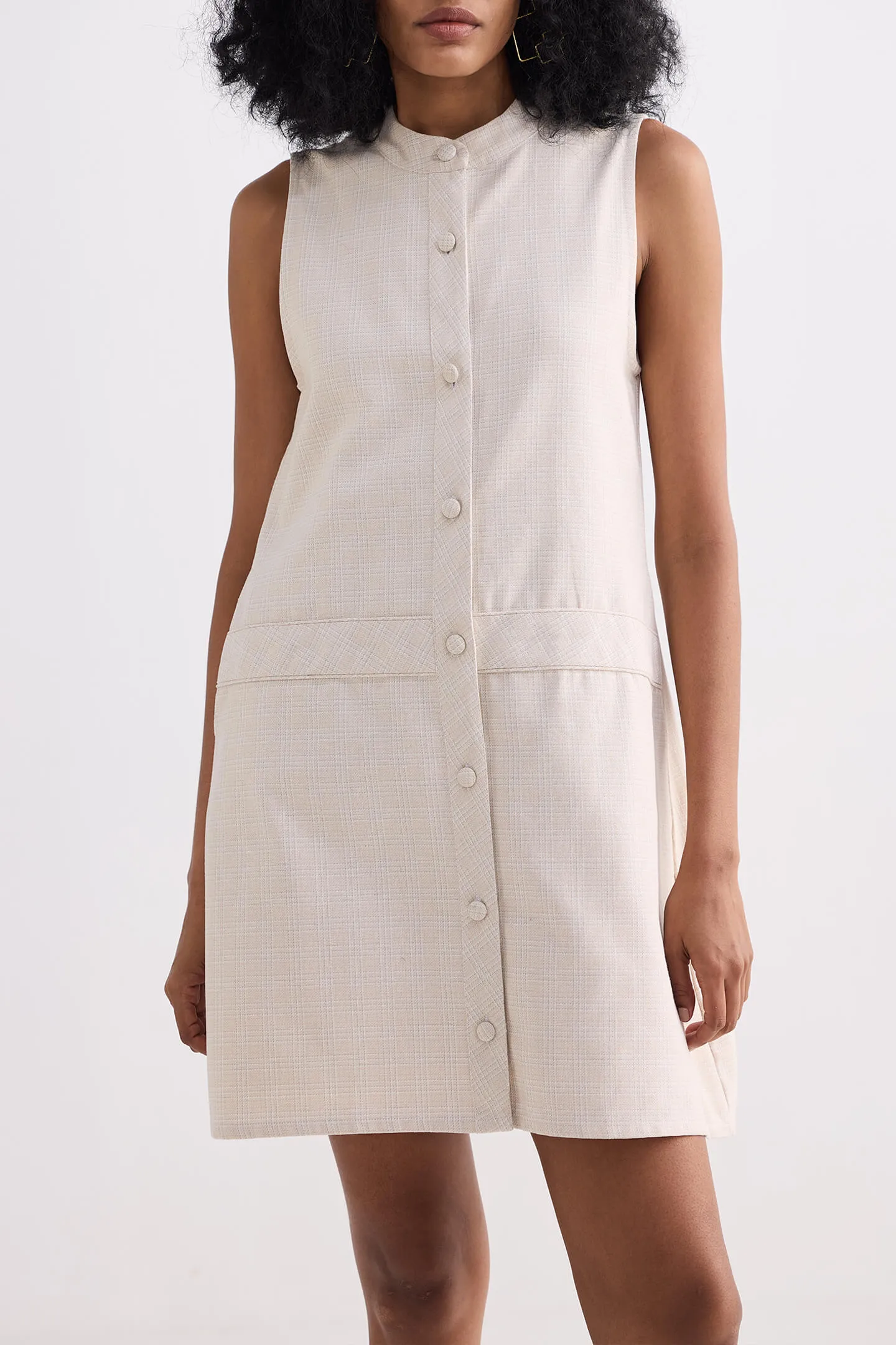 The Cotton Tweed Shift Dress in Cream