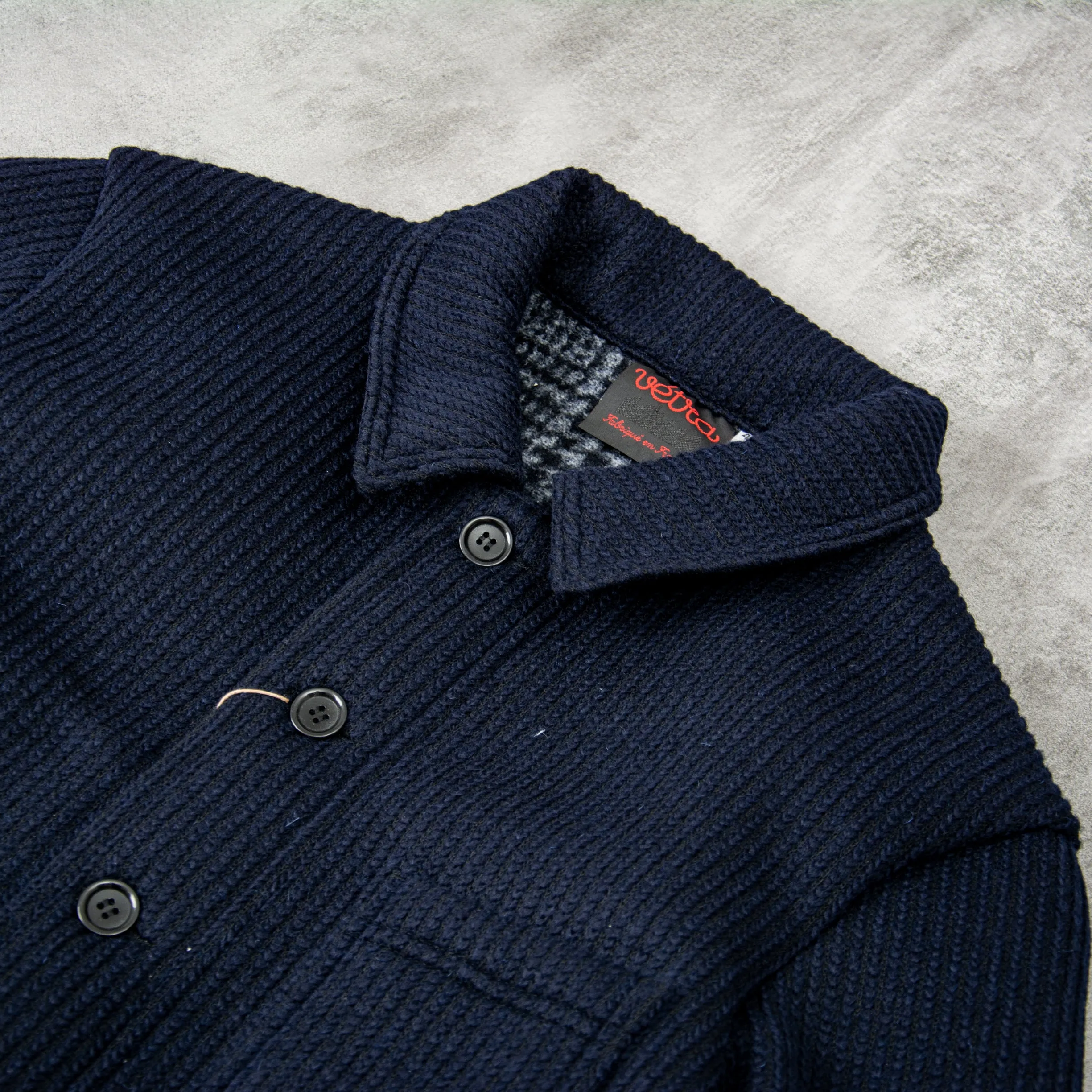 Vetra Knitted Wool Jacket - Navy