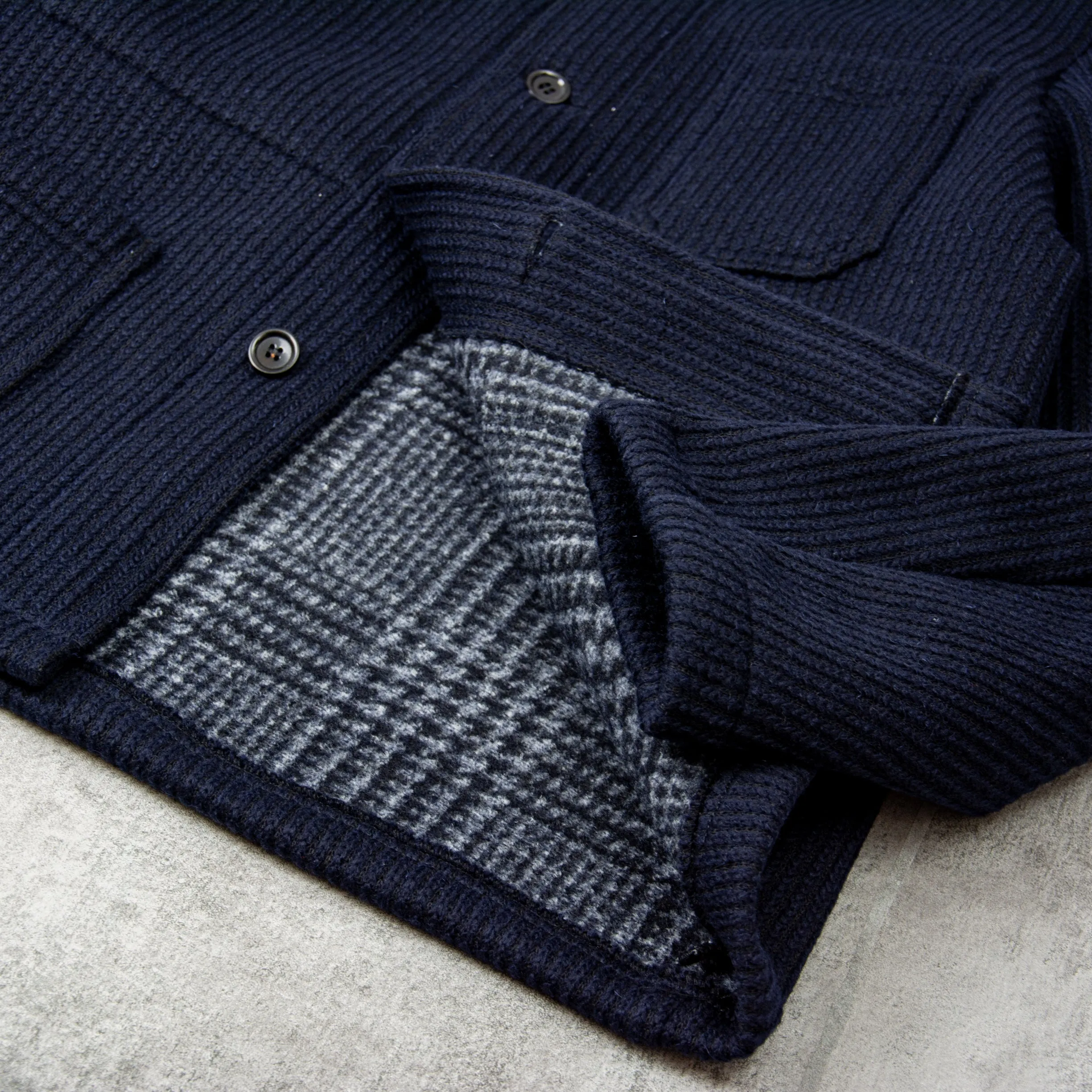 Vetra Knitted Wool Jacket - Navy