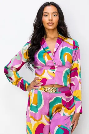 Vibrant Multi-Color V-Neck Blouse