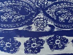 Woodblock-Style Inky Paisley Viscose Ponte Knit (Made in Italy)